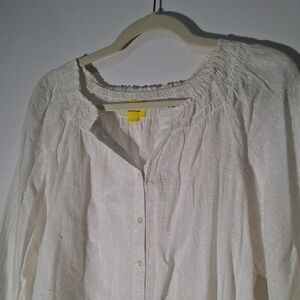 Roller Rabbit Cream Blouse S/M Oversized